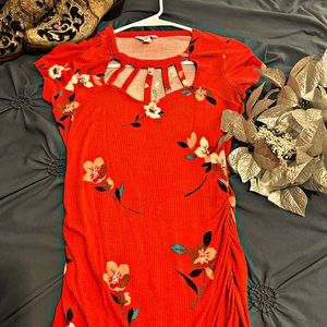 Red floral blouse in good condition